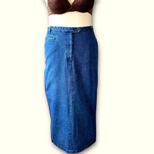 Mountain Lake Vintage 80s Denim Straight Pencil Blue Jean Maxi Skirt Size XL/16